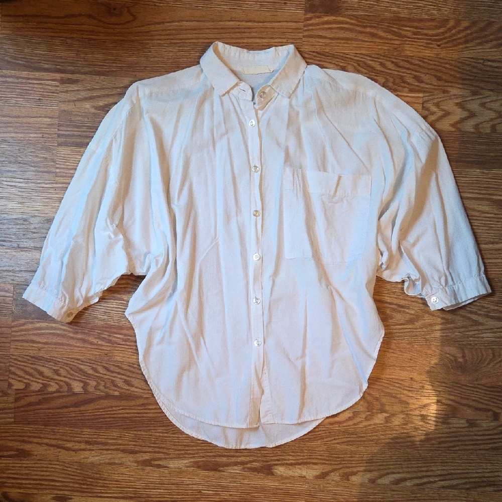 Vintage 80s Button Down Shirt With Batwing Sleeves